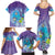 Hawaii Honu Family Matching Summer Maxi Dress and Hawaiian Shirt Tropical Flowers Purple Gradient