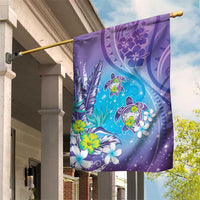 Hawaii Honu Garden Flag Tropical Flowers Purple Gradient LT05 House Flag Purple - Polynesian Pride