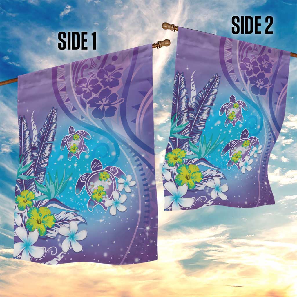 Hawaii Honu Garden Flag Tropical Flowers Purple Gradient LT05 - Polynesian Pride