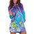 Hawaii Honu Hoodie Dress Tropical Flowers Purple Gradient