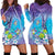 Hawaii Honu Hoodie Dress Tropical Flowers Purple Gradient