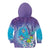 Hawaii Honu Kid Hoodie Tropical Flowers Purple Gradient