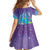 Hawaii Honu Kid Short Sleeve Dress Tropical Flowers Purple Gradient