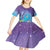 Hawaii Honu Kid Short Sleeve Dress Tropical Flowers Purple Gradient