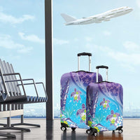 Hawaii Honu Luggage Cover Tropical Flowers Purple Gradient LT05 - Polynesian Pride