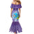 Hawaii Honu Mermaid Dress Tropical Flowers Purple Gradient