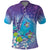 Hawaii Honu Polo Shirt Tropical Flowers Purple Gradient