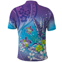 Hawaii Honu Polo Shirt Tropical Flowers Purple Gradient LT05 - Polynesian Pride