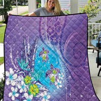 Hawaii Honu Quilt - Tropical Flowers Purple Gradient LT05 Purple - Polynesian Pride