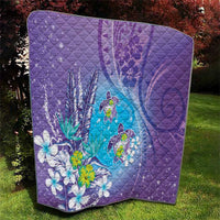 Hawaii Honu Quilt - Tropical Flowers Purple Gradient LT05 - Polynesian Pride
