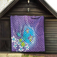 Hawaii Honu Quilt - Tropical Flowers Purple Gradient LT05 - Polynesian Pride
