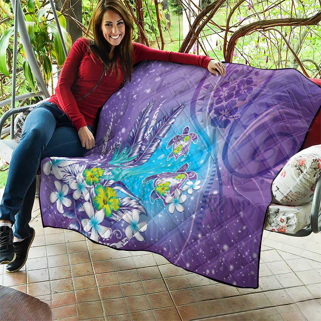 Hawaii Honu Quilt - Tropical Flowers Purple Gradient LT05 - Polynesian Pride