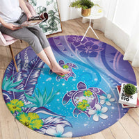 Hawaii Honu Round Carpet Tropical Flowers Purple Gradient LT05 - Polynesian Pride