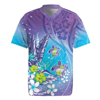 Hawaii Honu Rugby Jersey Tropical Flowers Purple Gradient LT05 Purple - Polynesian Pride