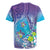 Hawaii Honu Rugby Jersey Tropical Flowers Purple Gradient