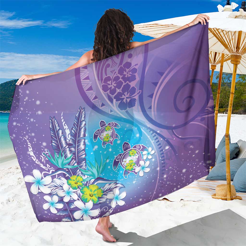 Hawaii Honu Sarong Tropical Flowers Purple Gradient LT05 One Size 44 x 66 inches Purple - Polynesian Pride
