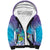 Hawaii Honu Sherpa Hoodie Tropical Flowers Purple Gradient