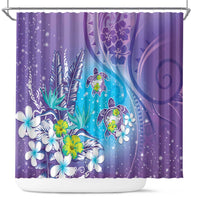 Hawaii Honu Shower Curtain Tropical Flowers Purple Gradient LT05 Purple - Polynesian Pride