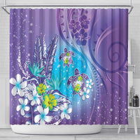Hawaii Honu Shower Curtain Tropical Flowers Purple Gradient LT05 - Polynesian Pride