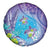 Hawaii Honu Spare Tire Cover Tropical Flowers Purple Gradient