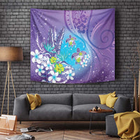 Hawaii Honu Tapestry Tropical Flowers Purple Gradient LT05 Purple - Polynesian Pride