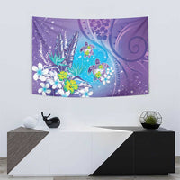 Hawaii Honu Tapestry Tropical Flowers Purple Gradient LT05 - Polynesian Pride