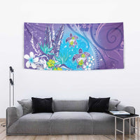 Hawaii Honu Tapestry Tropical Flowers Purple Gradient LT05 - Polynesian Pride