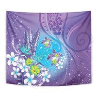 Hawaii Honu Tapestry Tropical Flowers Purple Gradient LT05 - Polynesian Pride