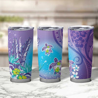 Hawaii Honu Tumbler Cup Tropical Flowers Purple Gradient LT05 - Polynesian Pride