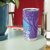 Hawaii Honu Tumbler Cup Tropical Flowers Purple Gradient LT05 - Polynesian Pride