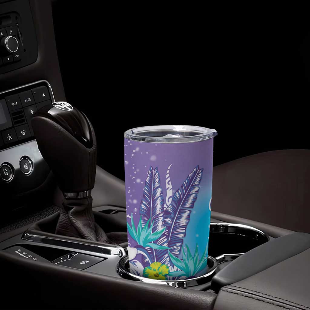 Hawaii Honu Tumbler Cup Tropical Flowers Purple Gradient LT05 - Polynesian Pride