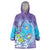 Hawaii Honu Wearable Blanket Hoodie Tropical Flowers Purple Gradient