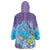 Hawaii Honu Wearable Blanket Hoodie Tropical Flowers Purple Gradient