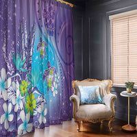 Hawaii Honu Window Curtain Tropical Flowers Purple Gradient LT05 - Polynesian Pride