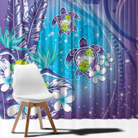 Hawaii Honu Window Curtain Tropical Flowers Purple Gradient LT05 - Polynesian Pride