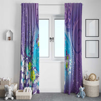 Hawaii Honu Window Curtain Tropical Flowers Purple Gradient LT05 - Polynesian Pride