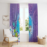 Hawaii Honu Window Curtain Tropical Flowers Purple Gradient LT05 - Polynesian Pride