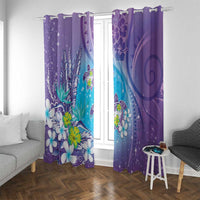 Hawaii Honu Window Curtain Tropical Flowers Purple Gradient LT05 With Grommets Purple - Polynesian Pride