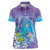 Hawaii Honu Women Polo Shirt Tropical Flowers Purple Gradient