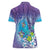 Hawaii Honu Women Polo Shirt Tropical Flowers Purple Gradient