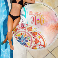 Happy Holi Festival Beach Blanket Rangoli With Polynesian Pattern LT05 - Polynesian Pride