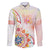 Happy Holi Festival Family Matching Off Shoulder Maxi Dress and Hawaiian Shirt Rangoli With Polynesian Pattern LT05 Dad's Shirt - Long Sleeve White - Polynesian Pride