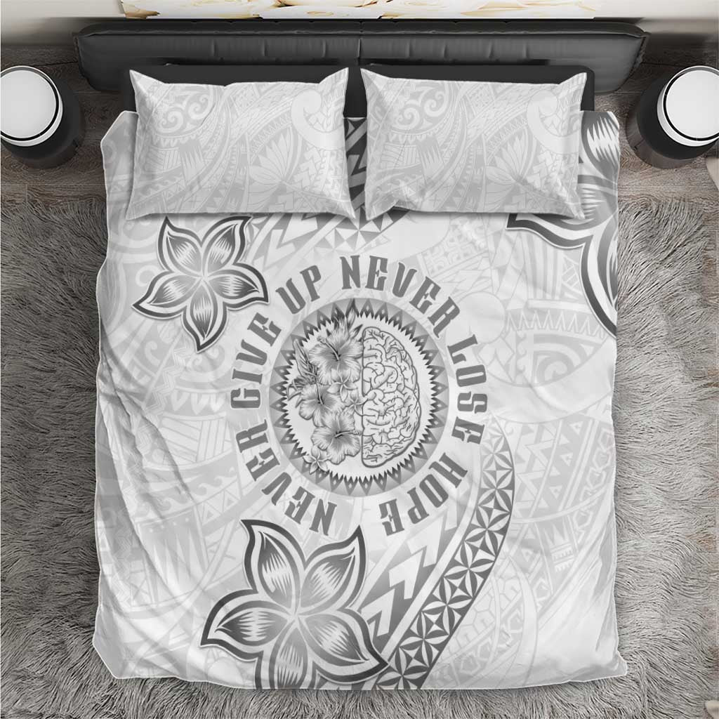 Brain Cancer Warrior Bedding Set Never Give Up LT05 White - Polynesian Pride