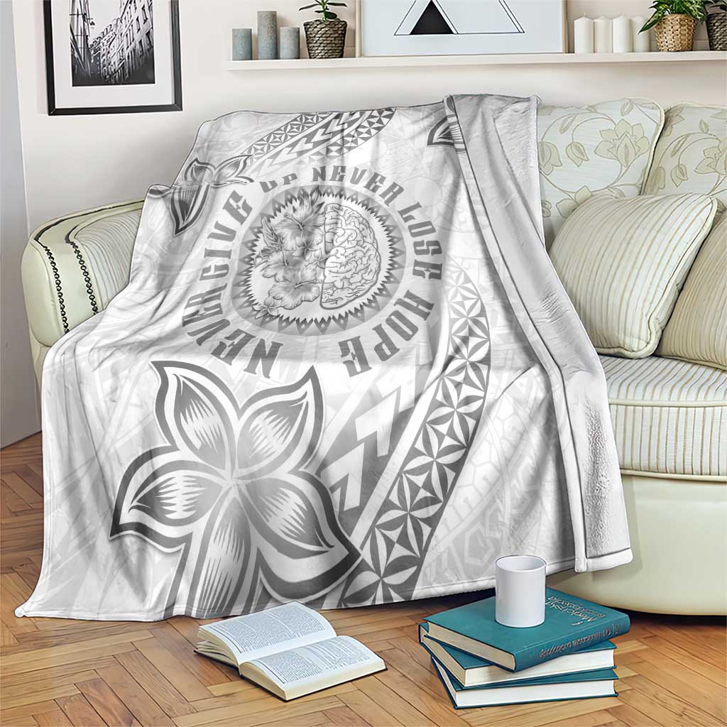 Brain Cancer Warrior Blanket Never Give Up LT05 White - Polynesian Pride