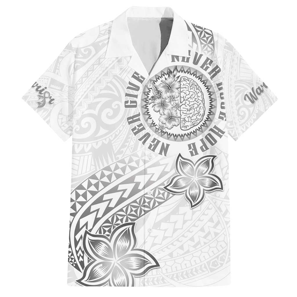 Brain Cancer Warrior Hawaiian Shirt Never Give Up LT05 White - Polynesian Pride