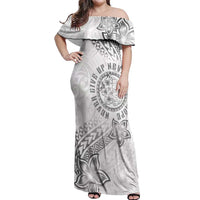 Brain Cancer Warrior Off Shoulder Maxi Dress Never Give Up LT05 Women White - Polynesian Pride