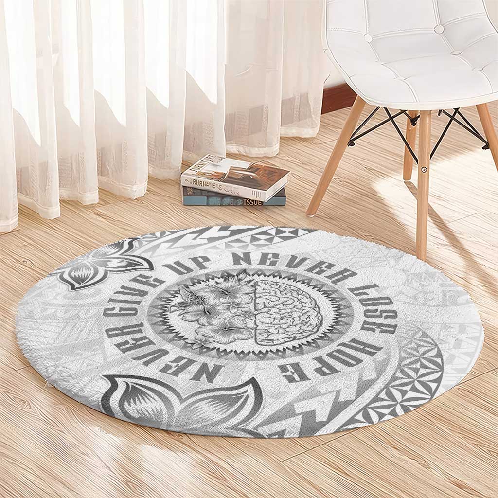Brain Cancer Warrior Round Carpet Never Give Up LT05 - Polynesian Pride