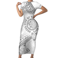 Brain Cancer Warrior Short Sleeve Bodycon Dress Never Give Up LT05 Long Dress White - Polynesian Pride