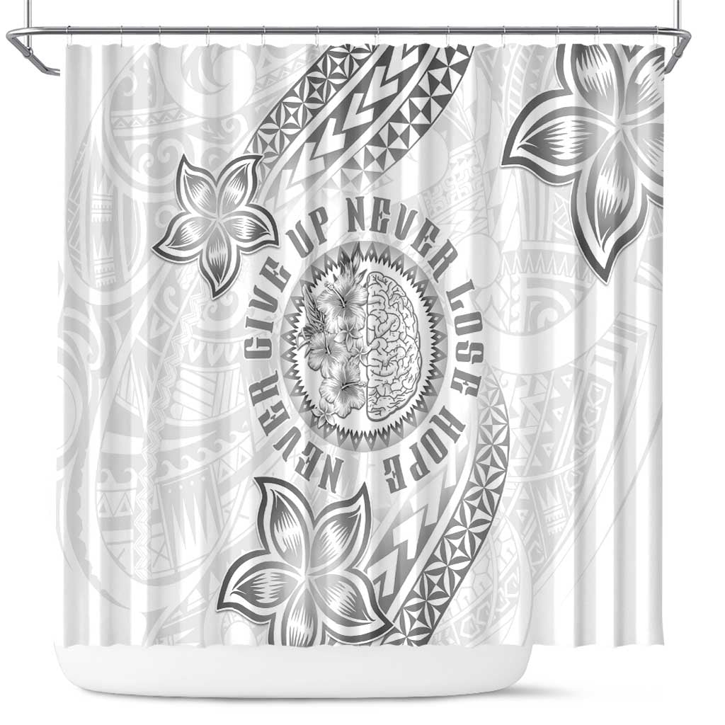 Brain Cancer Warrior Shower Curtain Never Give Up LT05 White - Polynesian Pride