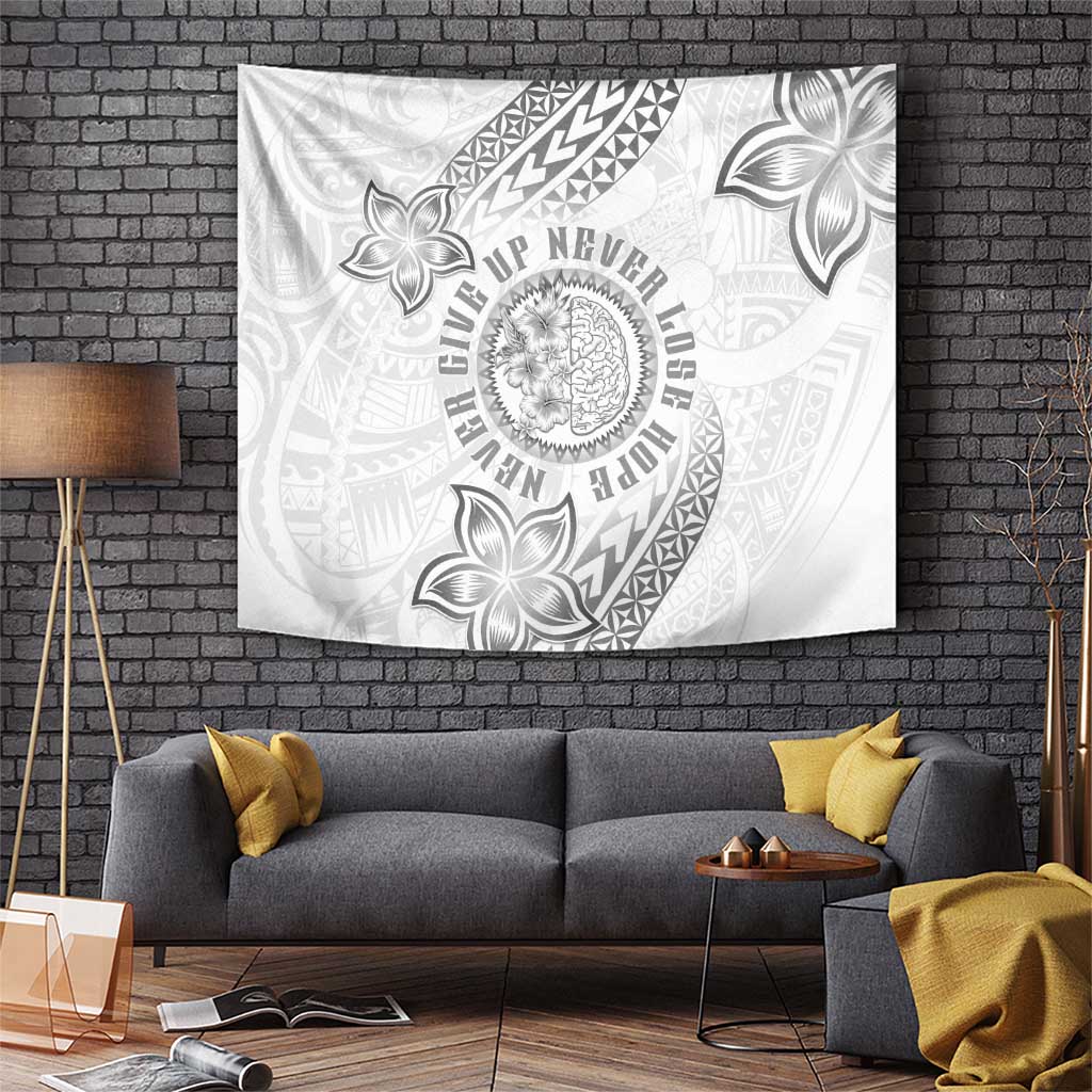 Brain Cancer Warrior Tapestry Never Give Up LT05 White - Polynesian Pride